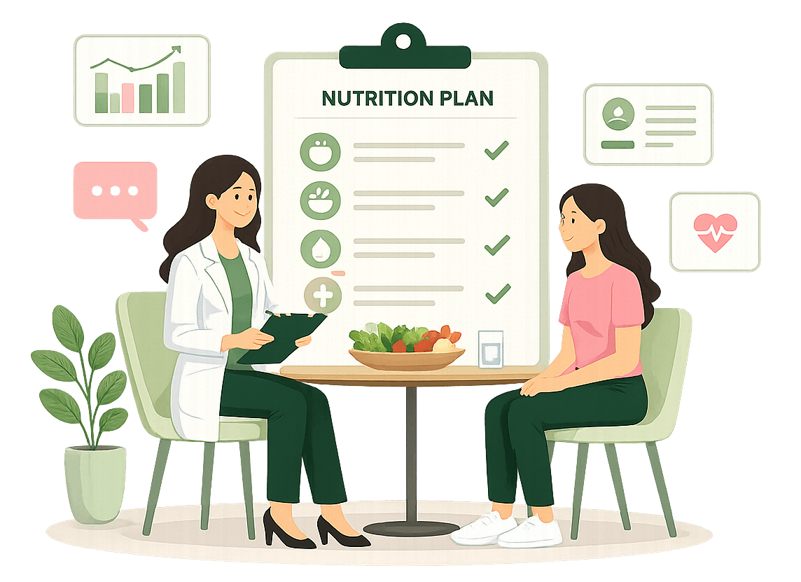 Nutritionist consulting a patient with a personalized nutrition plan